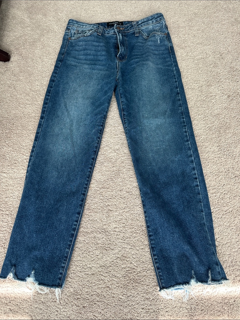 JUST BLACK Women's Cropped Ankle Straight Jeans in Blue Wash